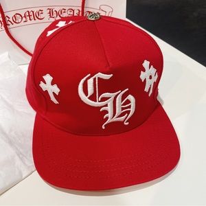 Brand New Chrome Hearts Cross Patch Base Hat RED